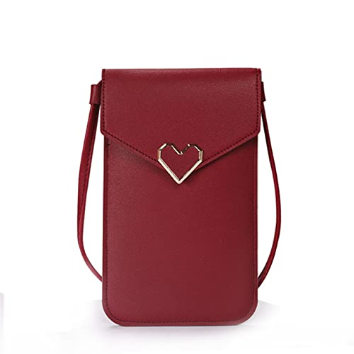 jonam Geldbörse für Damen Touch Screen Cell Phone Purse Smartphone Wallet Women Shoulder Bag Solid Crossbody Bags (Color : Red) von jonam