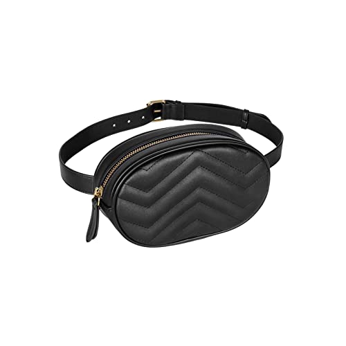 jonam Gürteltasche Taille Tasche Damen Mode Crossbody Bag Pu. Lässige Brusttasche aus Leder Damen breiter Gurt(Color:Black) von jonam