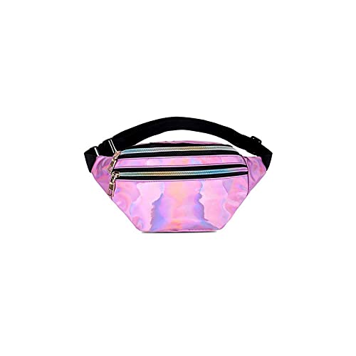 jonam Gürteltasche Taillenpackungen, Frauen Silber Tasche Reise Shiny Taille Taschen Mode Rosa Leder Hüftbeutel(Color:D) von jonam