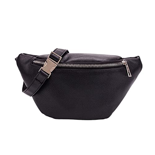 jonam Gürteltasche Waist Pack Fashion PU Leather for Women Belt Waist Bag Shoulder Bag Casual Female Chest Bag(Color:Black) von jonam