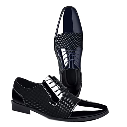 jonam Herrenschuhe 1PC Trending Classic Men Dress Shoes for Men Oxfords Patent Leather Shoes Lace Up Formal Black Leather Wedding Party Shoes(Size:39 EU) von jonam