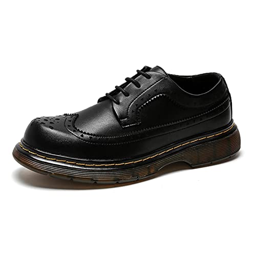 jonam Herrenschuhe Black Brogue Shoes Men Brown Classic Platform Oxford Dress Shoes Casual Genuine Leather Footwear Low-Ankle Party Shoes(Color:Black,Size:39 EU) von jonam