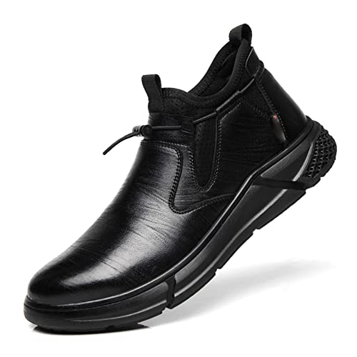 jonam Herrenschuhe Black Leather Waterproof Safety Work Shoes For Men Steel Toe Office Boots Shoes Indestructible Construction Male Boots Footwear(Size:45 EU) von jonam