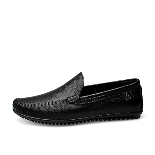 jonam Herrenschuhe Casual Genuine Leather Shoes Men Slip on Male Design Driving Flat Footwear Handmade Outdoor Man Boat Loafers Big Size(Color:Black,Size:46) von jonam