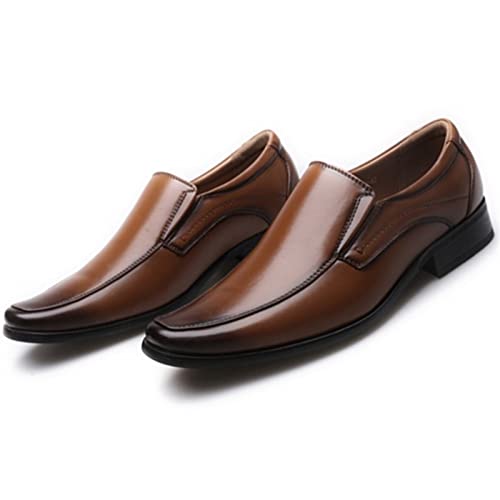 jonam Herrenschuhe Classic Business Men Dress Shoes Elegant Formal Wedding Shoes Men Slip On Office Oxford Shoes Men Black Brown(Color:Bruin,Size:39 EU) von jonam