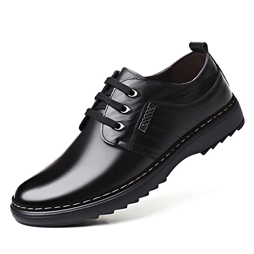 jonam Herrenschuhe Cowhide Casual Leather Shoes for Men Spring Autumn Design Black Loafers Men Business Round Toe Shoe Male(Color:Black,Size:41 EU) von jonam