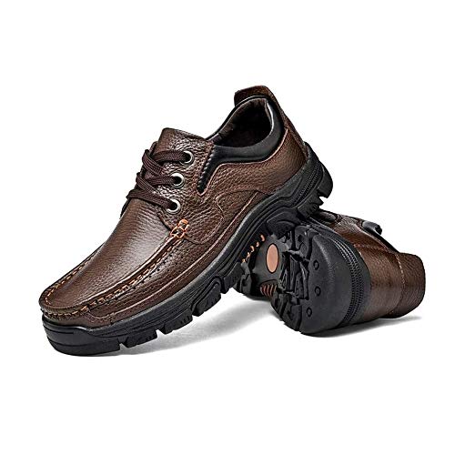 jonam Herrenschuhe Freizeitschuhe Klassisches Geschäft for Männer echtes Leder Bequemes Lenient Kleid Hochzeit Loafers Anti-Rutsch-Flache Schnürschuhe runde Zehe Oxford-Schuhe Männer (Farbe: Braun, Gr von jonam