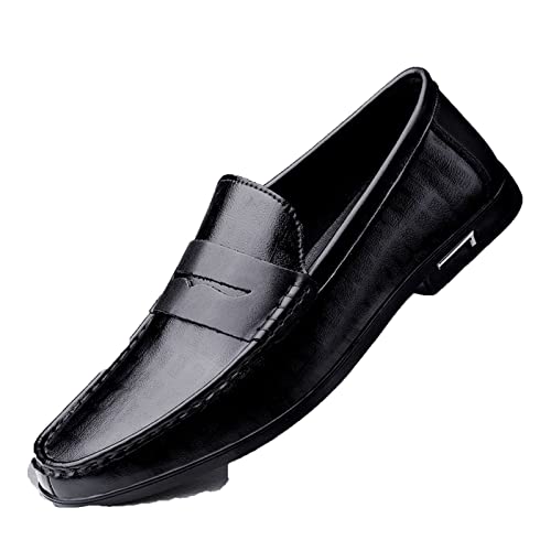 jonam Herrenschuhe Genuine Leather Men Shoes Casual Men Loafers Breathable Office Shoes Men Designer Slip On Driving Shoes Plus(Color:Black,Size:45 EU) von jonam