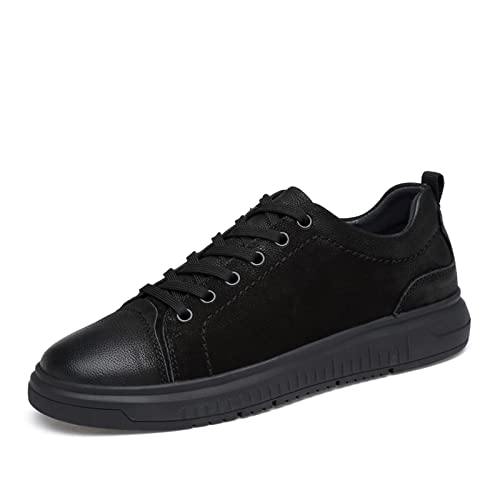 jonam Herrenschuhe Genuine Leather Shoes Men Sneakers Spring Black Shoes Cow Leather Men Casual Shoes Lace-up Comfortable Male Footwear(Size:40 EU) von jonam