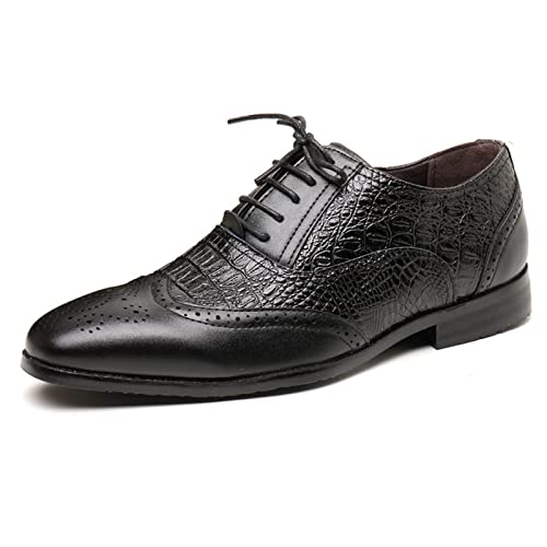 jonam Herrenschuhe Herren Fisch Lederschuhe Schnürschuhe Hochzeit Schuhe Herren Business Büro Oxford Schuhe Wohnungen Plus Size Herren(Color:Black,Size:38 EU) von jonam