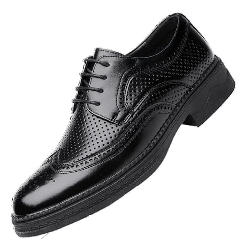 jonam Herrenschuhe Hollow Elegant Mens Dress Shoes Business Office Formal Shoes Leather Fashion Italian Men Shoes Handmade Full Brogue(Color:Black,Size:42 EU) von jonam