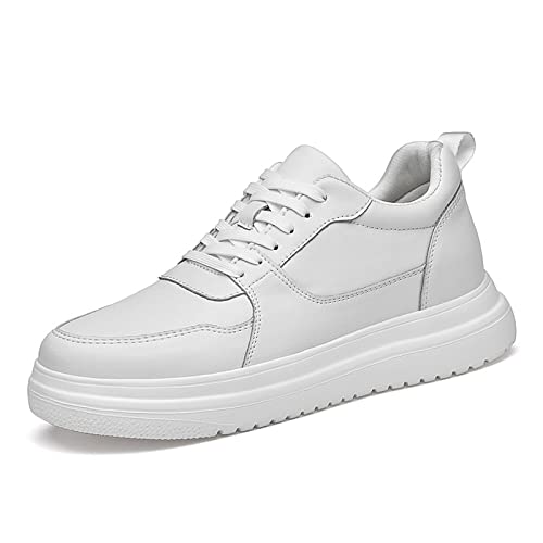 jonam Herrenschuhe Increase Spring Mens Shoes Leisure Sports Shoes Men Inner Heightening Simple Sneakers Youth Comfortable Elevator Shoes Male(Color:White,Size:39 EU) von jonam