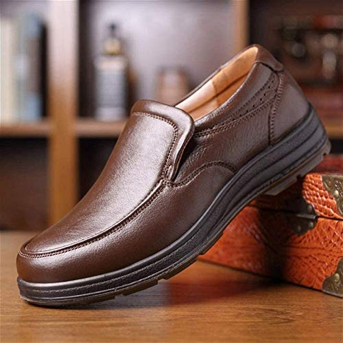 jonam Herrenschuhe Klassische Business-Loafers for Männer Oxfords Stich Beleg auf echtes Leder-runde Zehe geschmacksneutral Heel Anti-Rutsch-Wear Resistant Low Top Oxford-Schuhe Männer (Farbe: Braun, von jonam