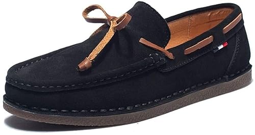 jonam Herrenschuhe LZRDZSW Drive Loafer for Men Boat Moccasins Slip On Style Suede OX Leather Soft Butterfly Lace British Style Oxford Shoes Men (Color : Black, Size : 41 EU)(Color:Black,Size:38 EU) von jonam