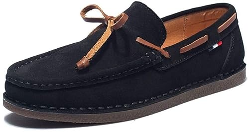 jonam Herrenschuhe LZRDZSW Drive Loafer for Men Boat Moccasins Slip On Style Suede OX Leather Soft Butterfly Lace British Style Oxford Shoes Men (Color : Black, Size : 41 EU)(Color:Black,Size:39 EU) von jonam