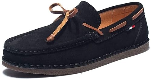 jonam Herrenschuhe LZRDZSW Drive Loafer for Men Boat Moccasins Slip On Style Suede OX Leather Soft Butterfly Lace British Style Oxford Shoes Men (Color : Black, Size : 41 EU)(Color:Black,Size:40 EU) von jonam