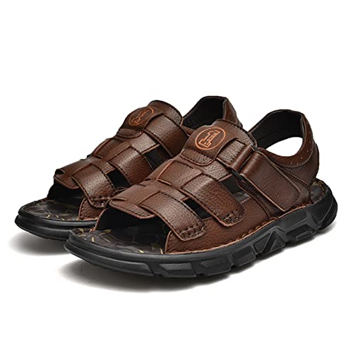 jonam Herrenschuhe Leather Men Sandals Summer Men Sandals Outdoor Men's Casual Shoes(Color:Dark brown,Size:38 EU) von jonam