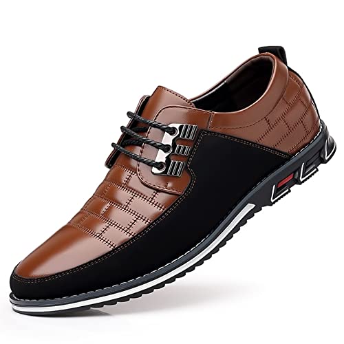 jonam Herrenschuhe Leather Men's Casual Shoes Men's Loafers Moccasins Breathable Non-Slip Black Driving Shoes Plus Size(Color:Bruin,Size:45 EU) von jonam