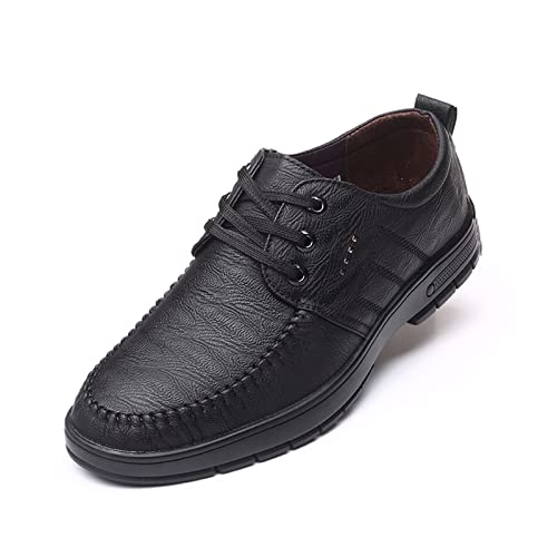 jonam Herrenschuhe Leather Mens Shoes Designer Casual Shoes Men Luxury Brand Breathable Lace-up Male Boat Shoes Formale Moccasins Zapatos Hombre(Color:Black,Size:43 EU) von jonam