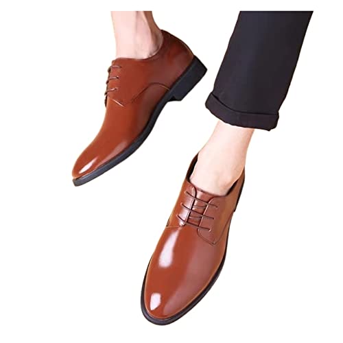 jonam Herrenschuhe Leather Shoes Mens Breathable Black Soft Leather Soft Bottom Spring and Autumn Best Man Mens Business Formal Wear Casual Shoes(Color:Bruin,Size:41 EU) von jonam