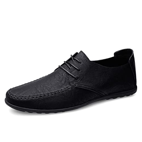 jonam Herrenschuhe Leder Herrenschuhe Schnürschuhe Formale Herrenschuhe Atmungsaktiv Herren Fahrschuhe Schwarz(Size:47) von jonam