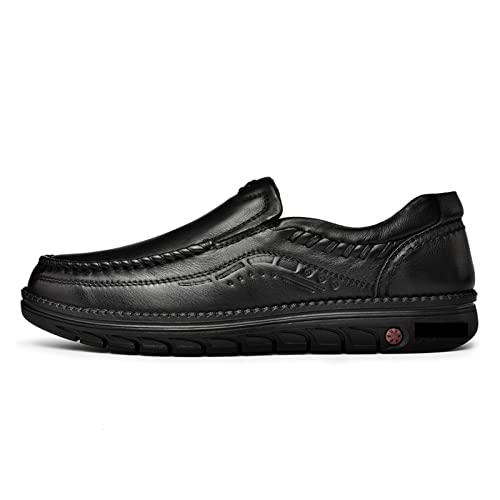 jonam Herrenschuhe Loafer Casual Mens Comfortable Flats Genuine Leather Luxury Loafers Men Casual Shoes Designer Original Adulto Shoes(Color:Black,Size:43 EU) von jonam