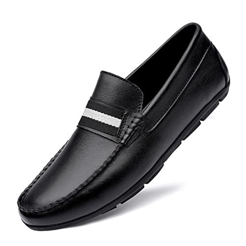 jonam Herrenschuhe Luxury Brand Genuine Leather Shoes Men Loafers Slip On Casual Leather Shoes Male Soft Moccasins Driving Shoes for Men Shoes(Color:Black,Size:39 EU) von jonam