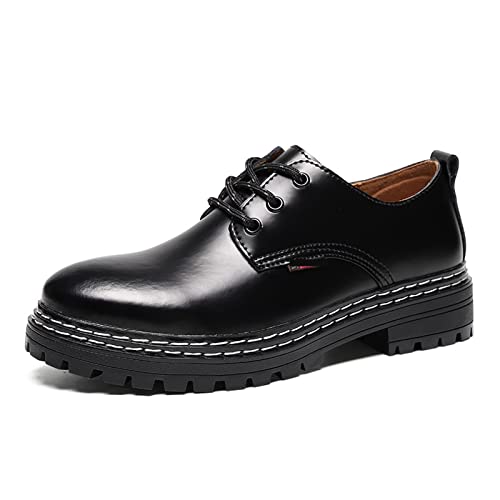 jonam Herrenschuhe Luxury Brand Handmade Men Shoes Solid Dress Shoes for Men Oxfords Leather Mens Casual Shoes Big Size(Color:Black,Size:41 EU) von jonam