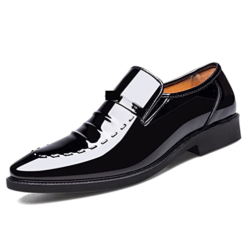 jonam Herrenschuhe Luxury Brand PU Leather Men Business Dress Loafers Pointed Toe Black Oxford Breathable Formal Wedding Shoes(Color:Black,Size:41 EU) von jonam