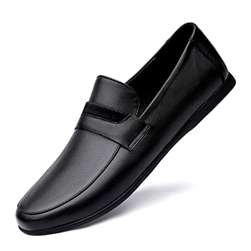 jonam Herrenschuhe Luxury Brand Penny Loafers Men Casual Shoes Slip On Leather Dress Shoes Big Brogue Carving Loafer Driving(Color:Black,Size:39 EU) von jonam