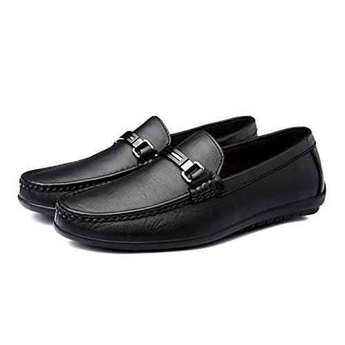 jonam Herrenschuhe Luxury Mens Loafers Genuine Leather Shoes Men Driving Loffers Slip-On Casual Mocasines Hombre(Color:Black,Size:China 41) von jonam