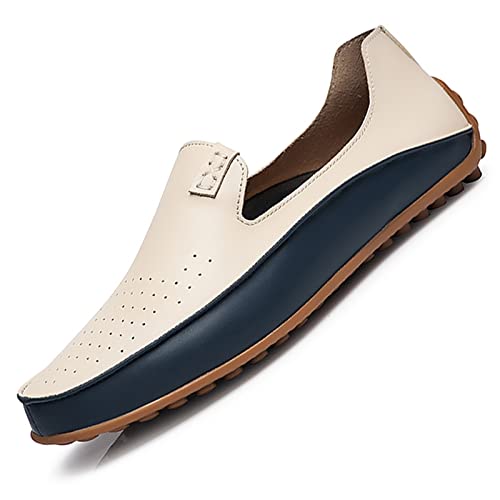 jonam Herrenschuhe Men Boat Shoes Mens Slip-on Driving Casual Shoes Men(Color:Beige,Size:44 EU) von jonam