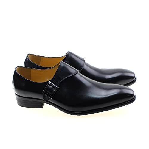 jonam Herrenschuhe Men Dress Shoe Classic Genuine Leather Buckle Monk Strap Mens Brown Black Office Party Formal Mens Shoes(Color:Black,Size:US 11) von jonam
