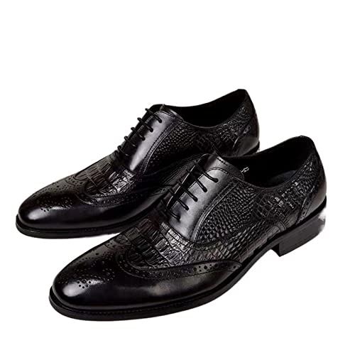 jonam Herrenschuhe Men Dress Shoes Lace Up Leather Luxury Party Groom Wedding Pointed Toe(Color:Black,Size:37 EU) von jonam