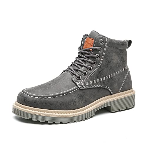 jonam Herrenschuhe Men High Quality Leather Boots Male Spring Casual Motorcycle Ankle Men Lace-Up Basic Boots Man Men Boots(Size:43 EU) von jonam
