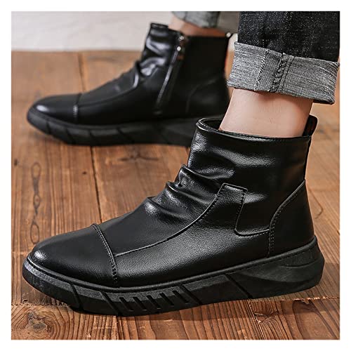 jonam Herrenschuhe Men High Top Work Boots Outdoor Soft Soled Black Short Shoes Warm Wool Autumn and Winter(Size:42 EU) von jonam