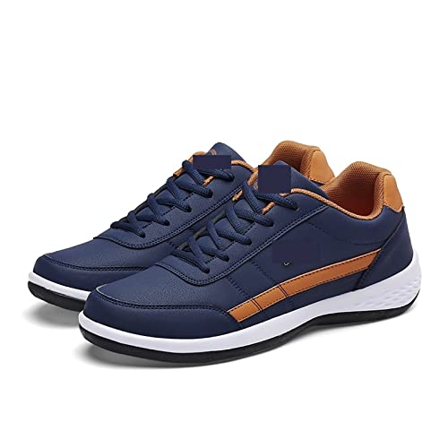 jonam Herrenschuhe Men Leather Shoes Sneakers Casual Shoes Italian Lightweight Leisure Male Classic Sneakers Non-Slip Footwear Men Vulcanized Shoes(Color:Blue,Size:38 EU) von jonam