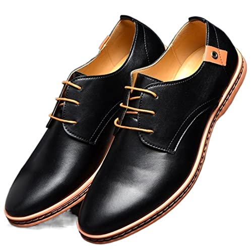 jonam Herrenschuhe Men Leather Shoes Spring Round Toe Tooling Single Shoes Male Large Comfortable Breathable Casual Leather Shoes(Color:Black,Size:41 EU) von jonam