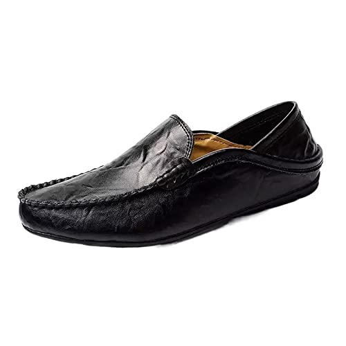 jonam Herrenschuhe Men Loafers Leather Shoes Men Casual Shoes Moccasins Breathable Sneakers Men Driving Shoes Comfort Flats Plus Size(Color:Black,Size:39 EU) von jonam