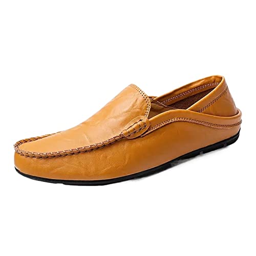 jonam Herrenschuhe Men Loafers Leather Shoes Men Casual Shoes Moccasins Breathable Sneakers Men Driving Shoes Comfort Flats Plus Size(Color:Bruin,Size:44 EU) von jonam