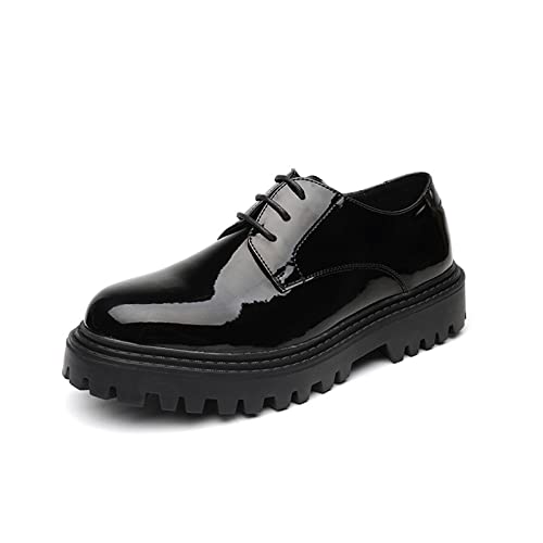 jonam Herrenschuhe Men Office Business Casual High Platform Patent Leather Shoes Brand Male Harajuku Korean Streetwear Vintage Wedding Leather Shoe(Size:38 EU) von jonam