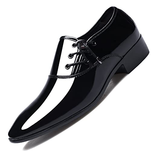 jonam Herrenschuhe Men Pointed Toe Lether Shoes Man Business Formal Shoes Male Casual Wedding Shoes(Color:Black,Size:39 EU) von jonam