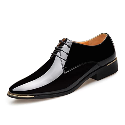 jonam Herrenschuhe Men Premium Patent Leather Shoes White Wedding Shoes Size Black Leather Low Top Soft Men Dress Shoes Solid Color(Color:Black,Size:46) von jonam