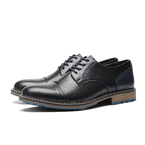 jonam Herrenschuhe Men Shoes Casual Comfortable Retro Leather Shoes for Men(Color:Black,Size:44 EU) von jonam