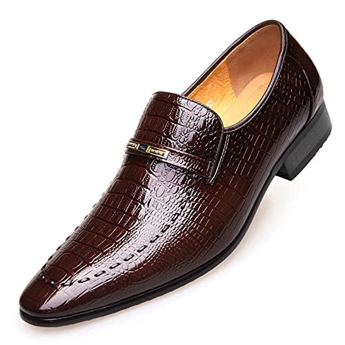 jonam Herrenschuhe Men Shoes Casual Retro Leather Shoes Men British Men's Shoes Embossed Men's Casual Leather Shoes(Color:Auburn,Size:39 EU) von jonam