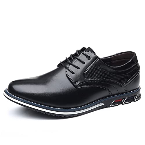 jonam Herrenschuhe Men Shoes Faux Leather Shoes Men's Comfortable British Casual Shoe Platform Shoes Man Formal Shoes(Color:Black,Size:280) von jonam