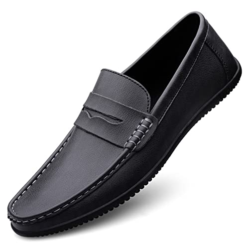 jonam Herrenschuhe Men Shoes Loafers Leather Casual Shoes Men(Color:Black,Size:42 EU) von jonam