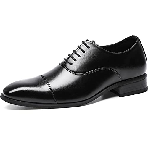 jonam Herrenschuhe Men Shoes PU Leather Heel Elegant Suit Business Formal Oxfords Luxury Brand Shoes Mens Dress Shoes(Color:Black,Size:240) von jonam