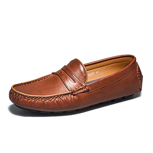 jonam Herrenschuhe Men Shoes Spring Comfy Flats Classic Original Leather Men Casual Shoes(Color:Camel,Size:43 EU) von jonam