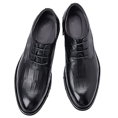 jonam Herrenschuhe Men Shoes Trend Solid Color PU Classic Round Toe Business Casual Oxford Shoes Men(Color:Black,Size:265) von jonam